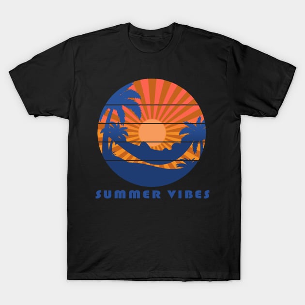 Bright Summer Vibes Sunset Rays Hammock T-Shirt by MOP tees